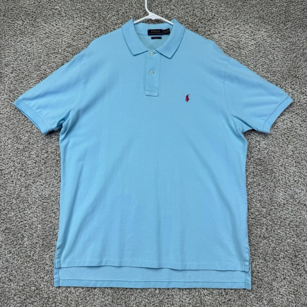 Polo Ralph Lauren Polo Shirt Men's Size XL Blue Classic 100% Cotton Knit Rugby